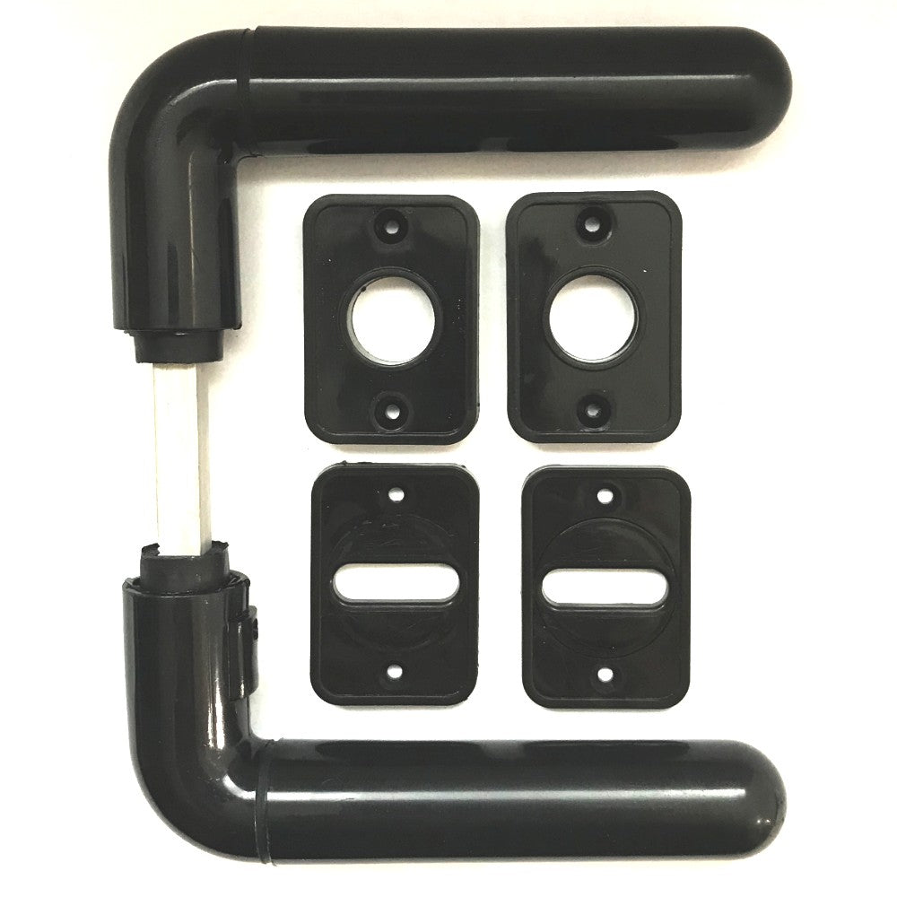 Picaporte Selffix Plástico Redondo con Bocallave Cuadrado - Negro/Blanco